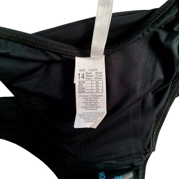 Seafolly Black Bikini Bottoms Size 14 With Strappy Sides Nylon/Elastane - Picture 5 of 6